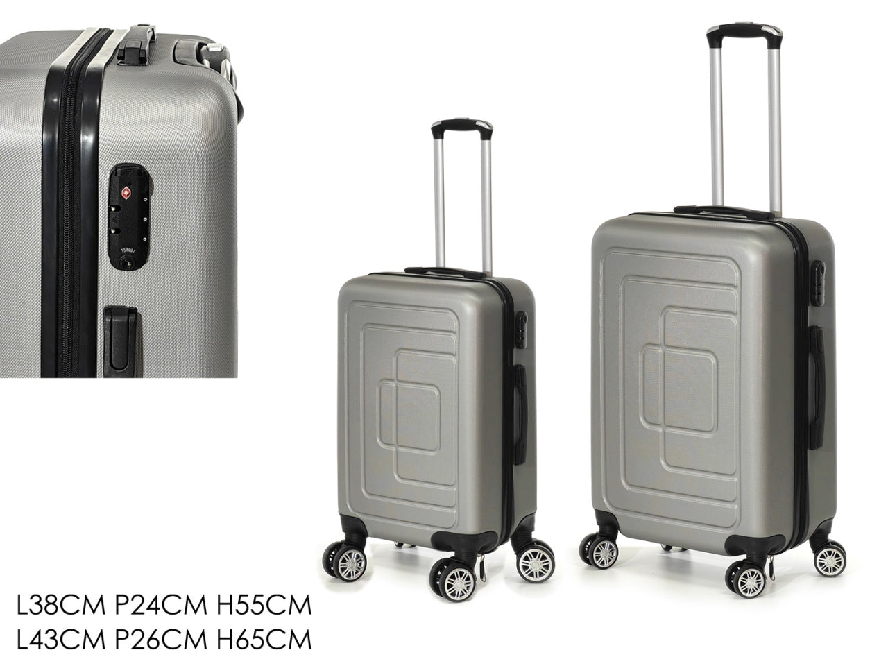 Trolley semirigidi grigio set da 2 trolley