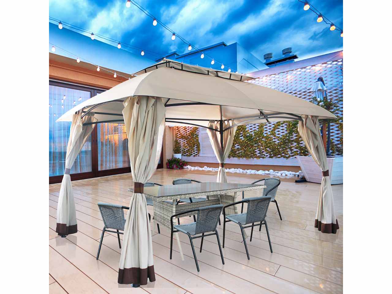 Gazebo rettangolare 4x3mt in acciaio e poliestere