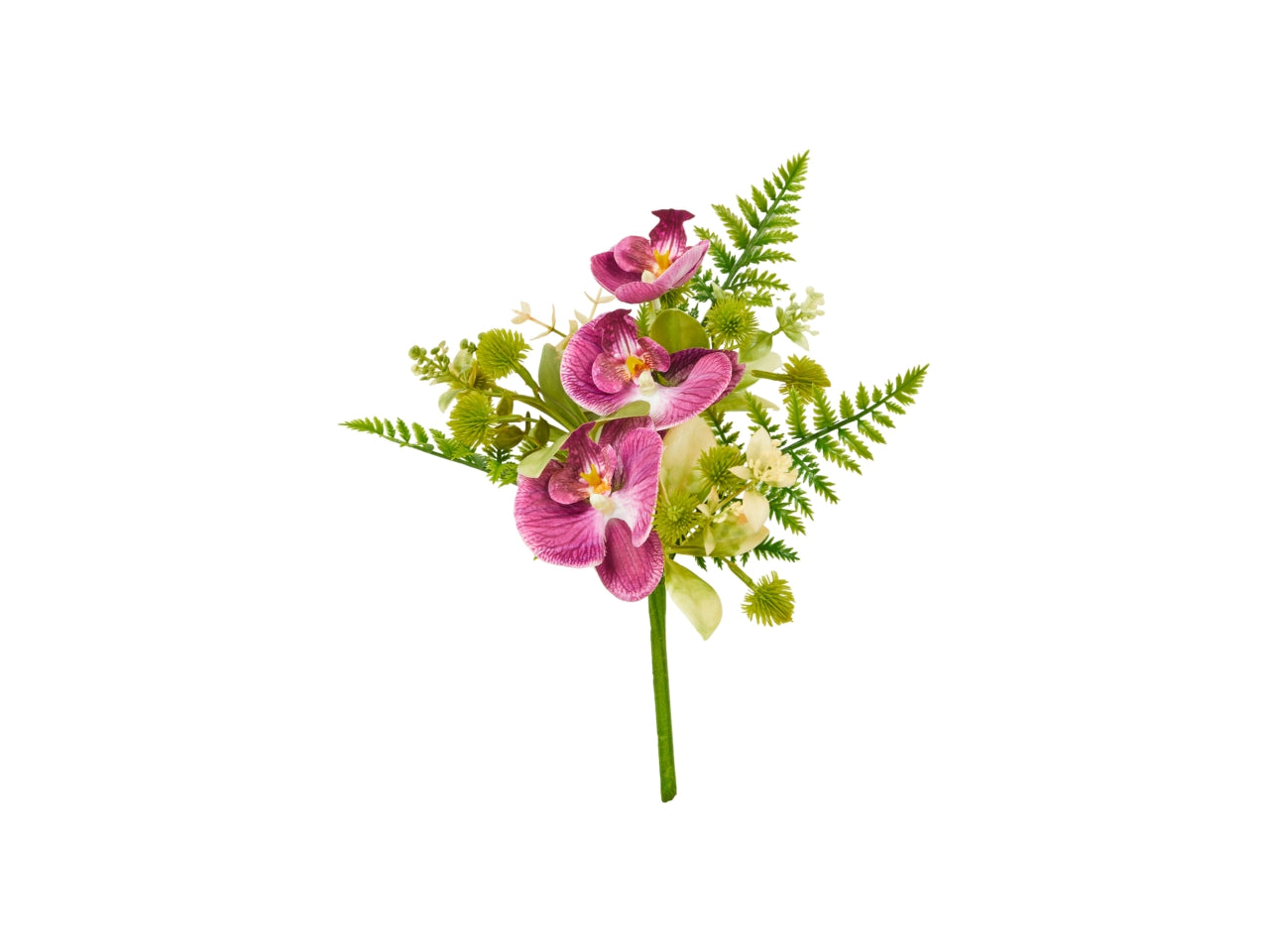 Bouquet orchidea artificiale con fogliame lucido - 32 cm - Arpimex