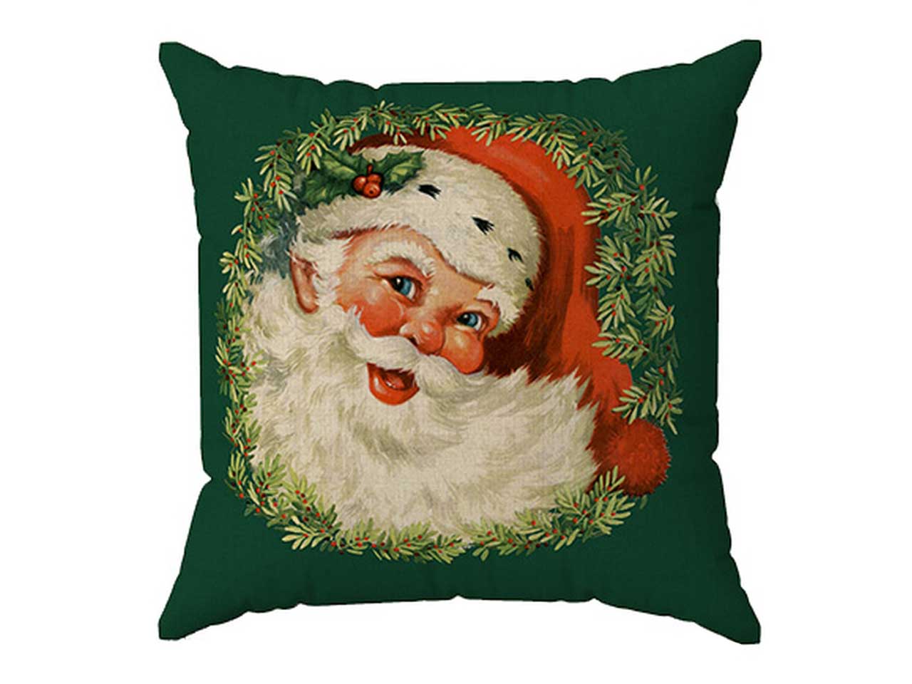 Cuscino per divano stampato babbo natale verde e beige in poliestere 50x50 cm Cotton & Color