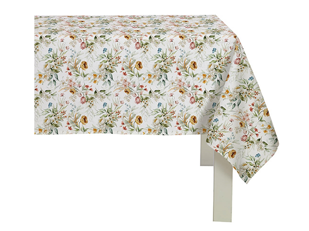 Tovaglia rettangolare floreale in cotone per 6 persone multicolor stile country, made in Italy 138x240 cm - Cotton & Color