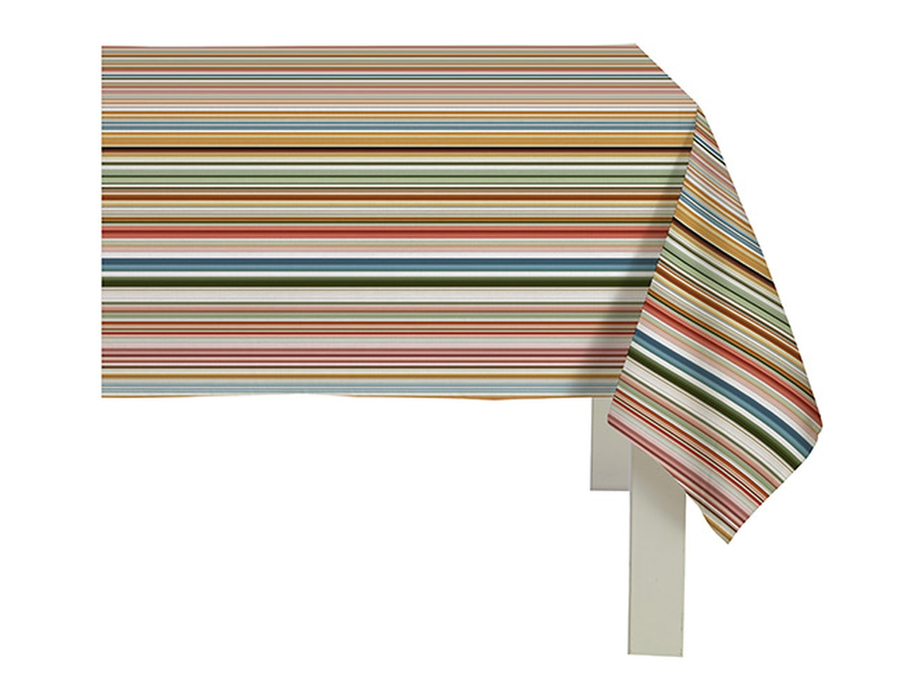 Tovaglia rettangolare rigata in cotone per 8 persone multicolor stile moderno, made in Italy 138x240 cm - Cotton & Color