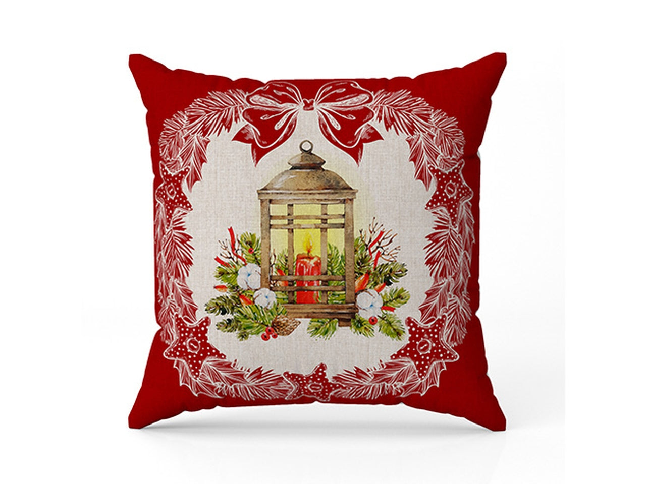 Cuscino per divano stampato natalizio rosso e beige in poliestere 50x50 cm Cotton & Color