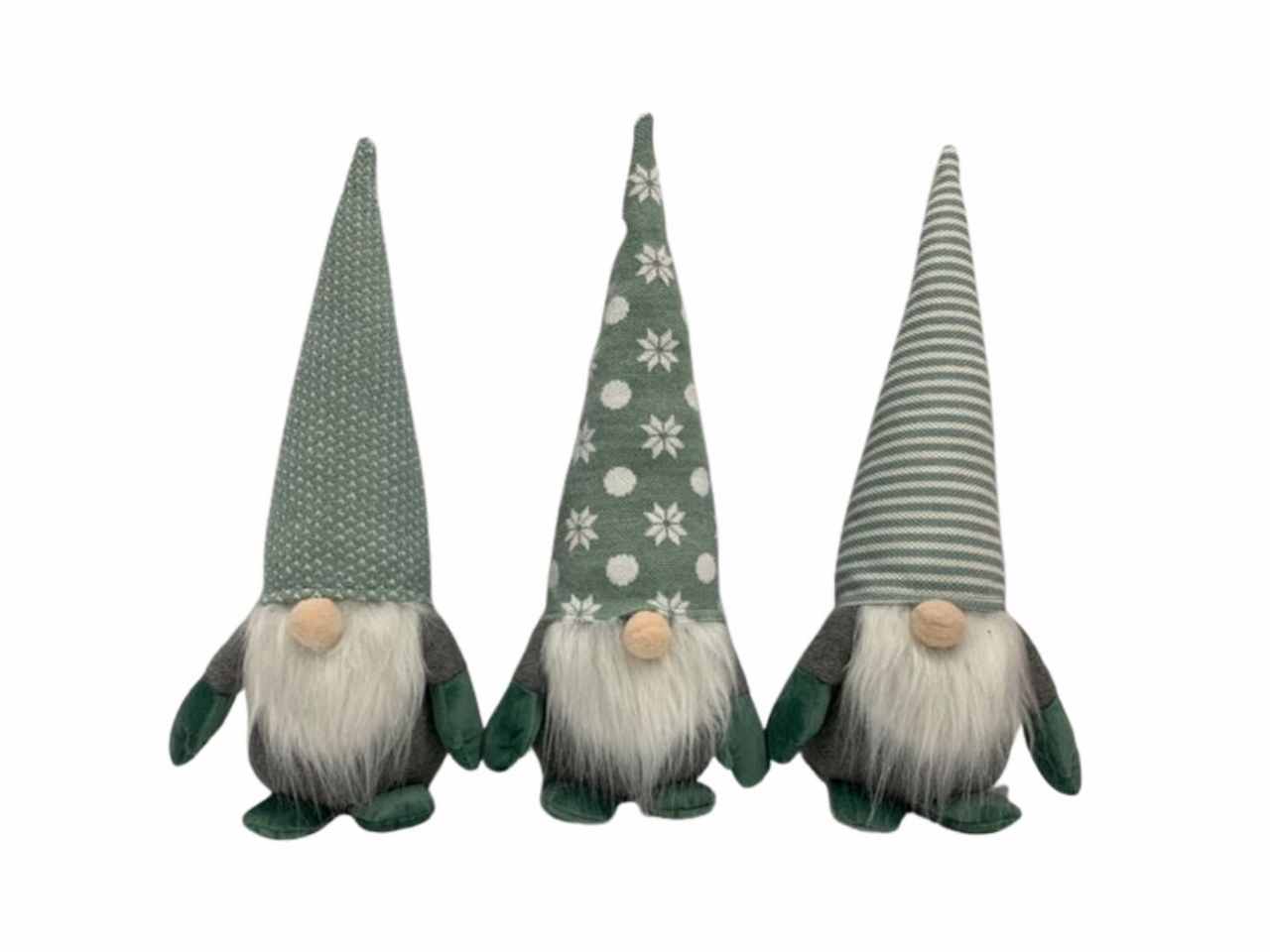 Gnomo c/cappello lana verde acqua 42x12 cm 3 ass.