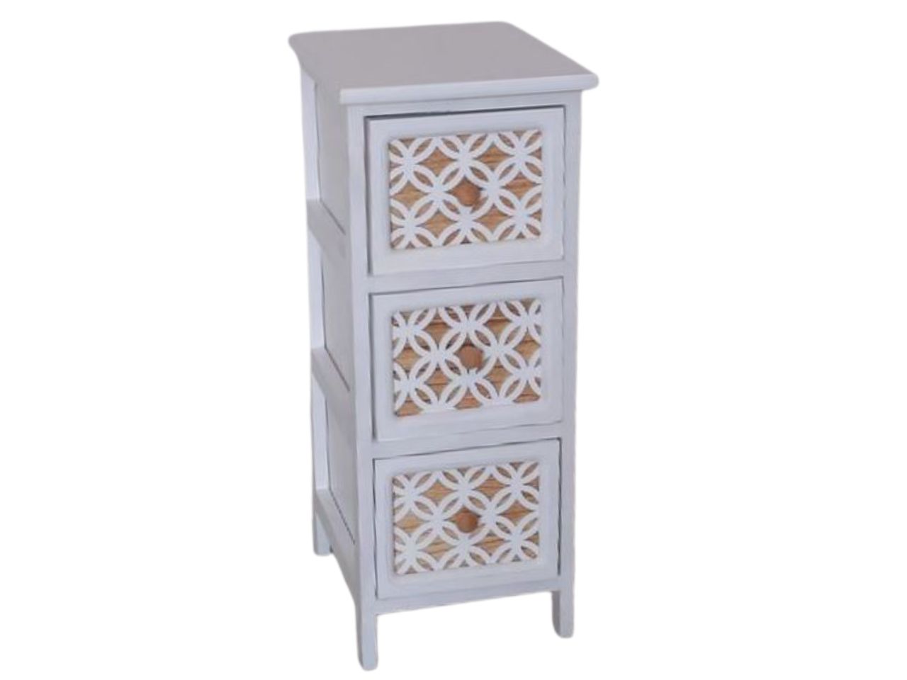 Mobiletto in legno bianco a 3 cassetti 63x32x26 cm - Creare Italia