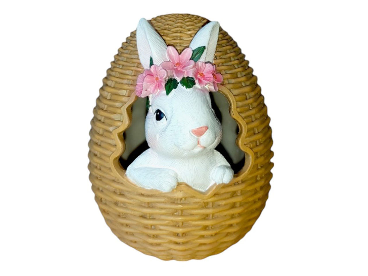 Coniglio cesto resina 14cm