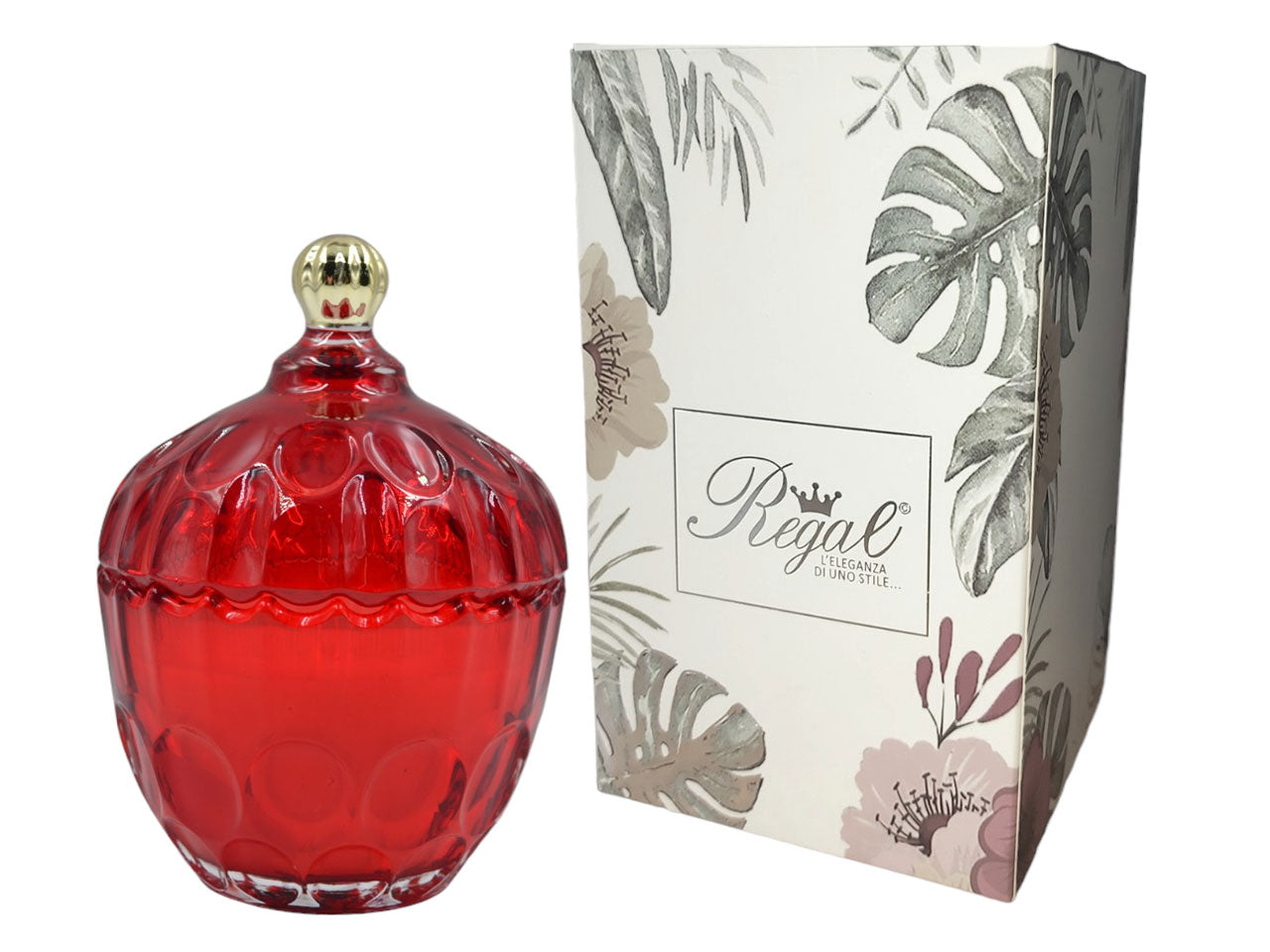 Candela vetro rosso 14cm