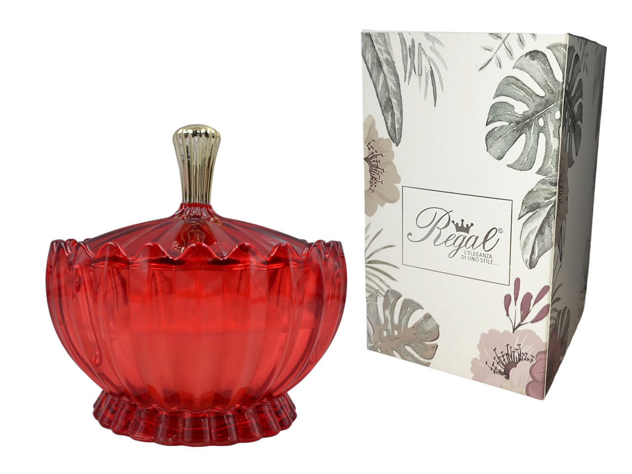 Candela vetro rossa grande 17x17cm