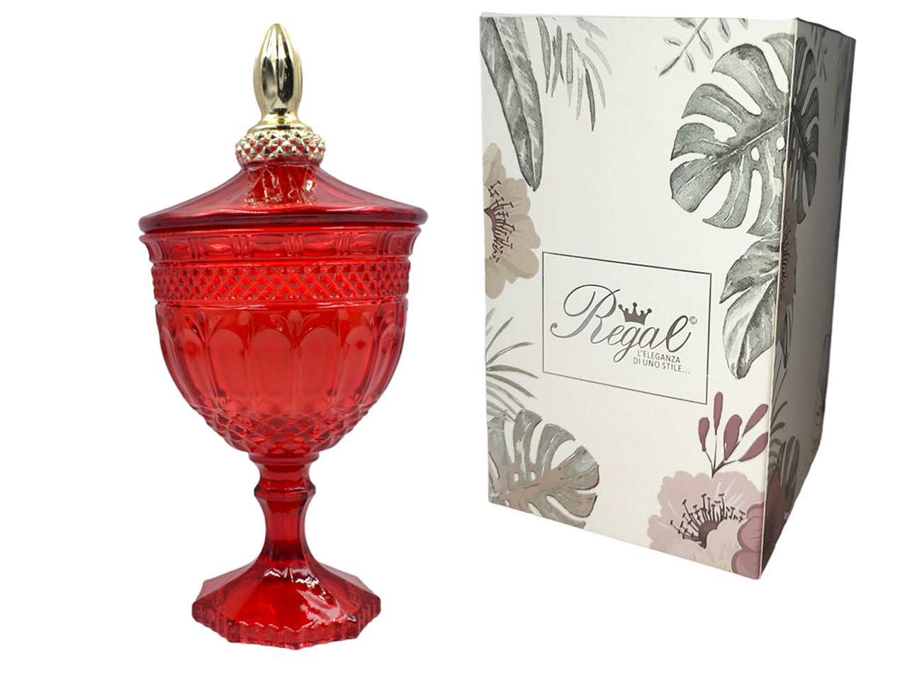 Candela vetro rossa 12x24cm