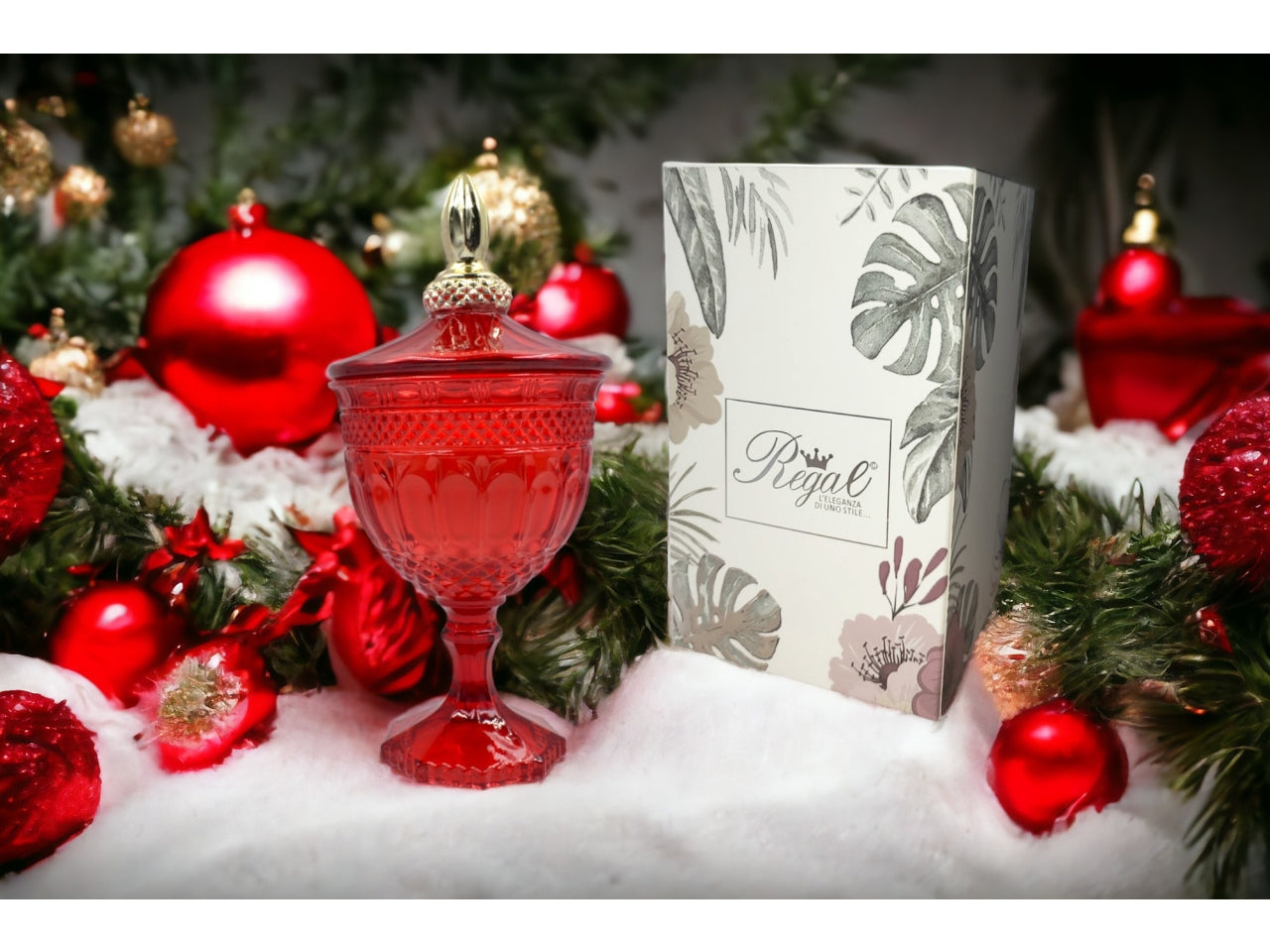 Candela vetro rossa 12x24cm