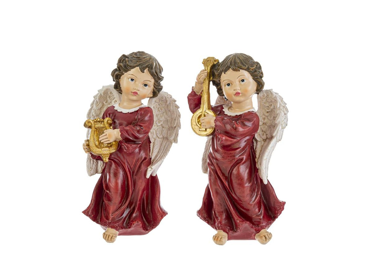 Angelo natalizio 11,5x10xh.20,5cm in resina 2 assortimenti