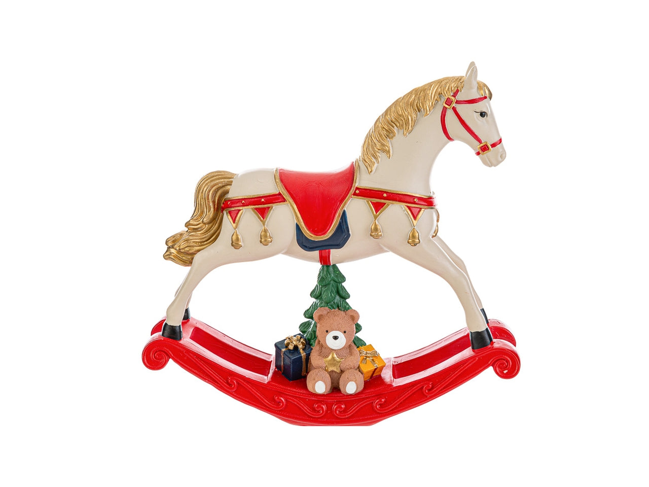 Cavalluccio natalizio 21,5x6xh.20cm in resina