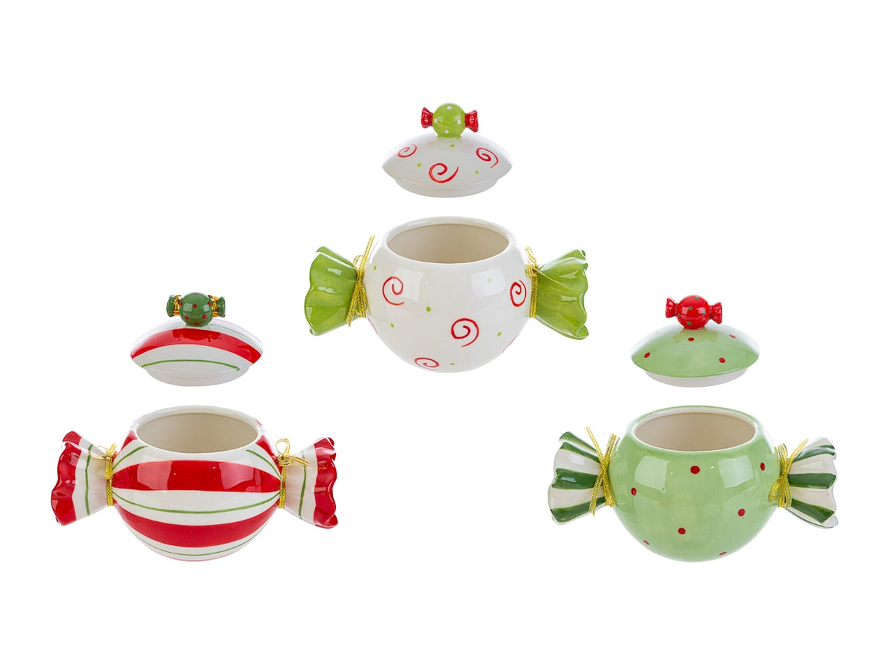 Contenitore candy 19x11,5xh.12,5cm in ceramica 3 assortimenti