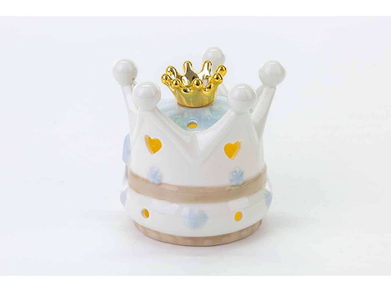 Corona led porc.celeste 10xh.9cm 54152