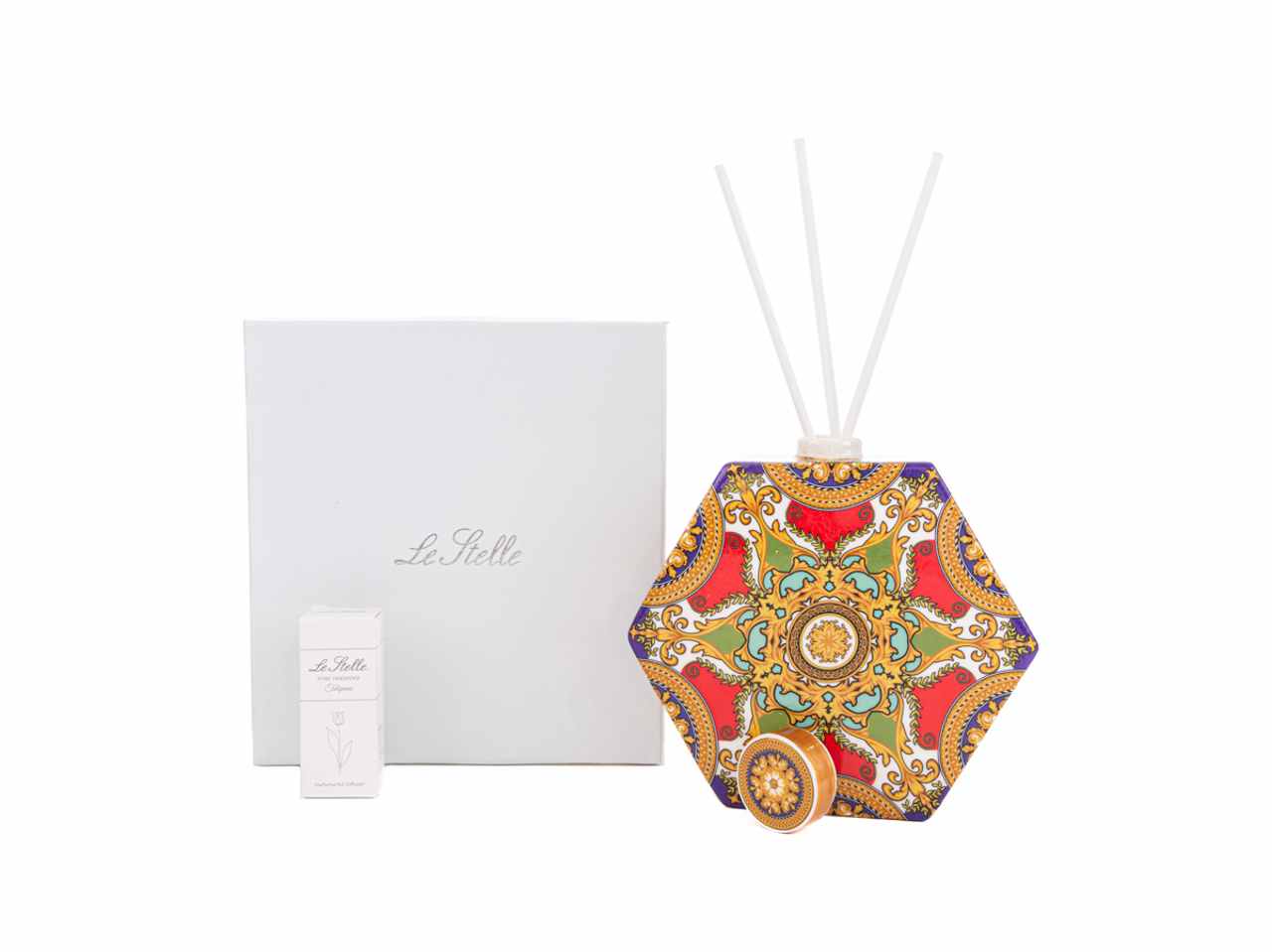Profumatore esagonale royal carousel con astuccio e bacchette 14,5x4,5xh.14,5cm
