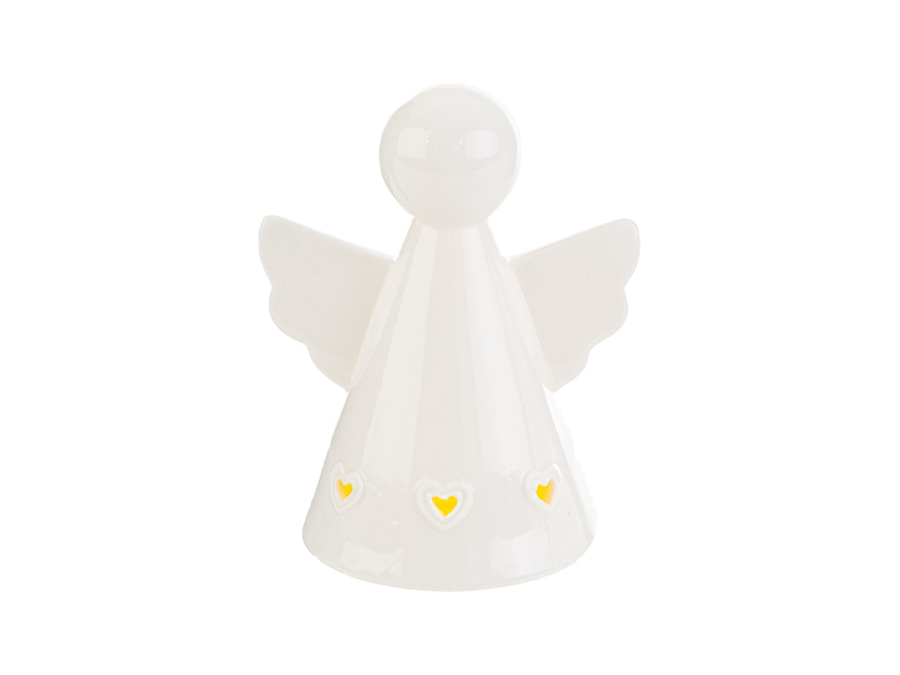 Angelo bomboniera a led in porcellana bianco 10x7xh.12 cm - Le Stelle