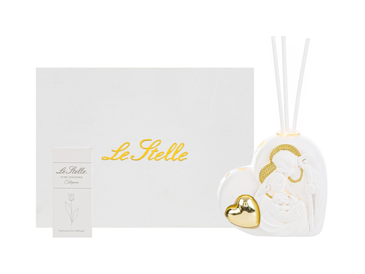 Porta profumo con led cuore sacra famiglia