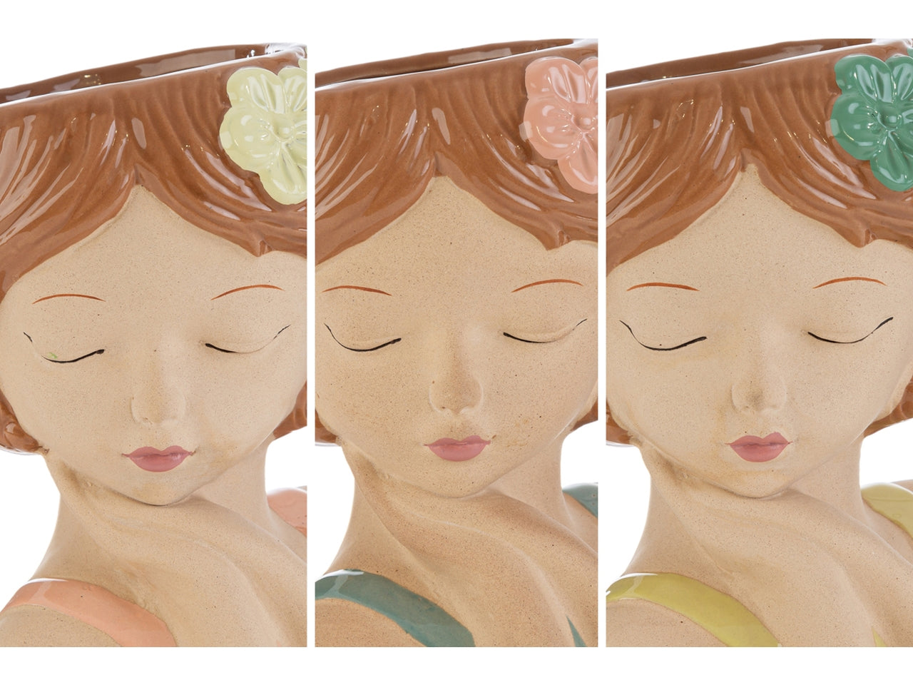 Vaso ceramica girl 9x8xh.12cm con shopper 3 assortimenti