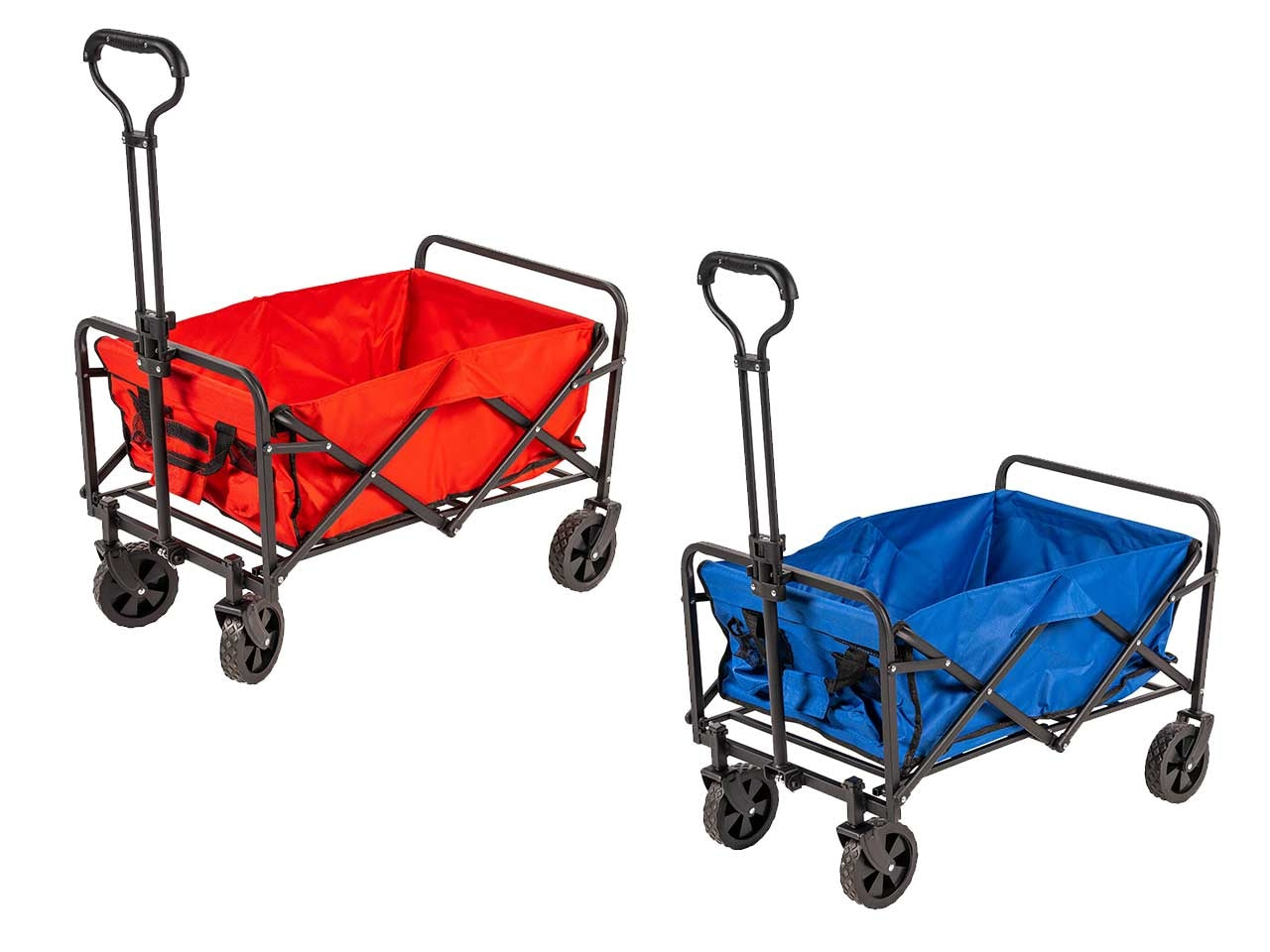 Carrello pieghevole in acciaio, poliestere e ruote in gomma, rosso e blu 73x48,5x66 cm - Nataluna