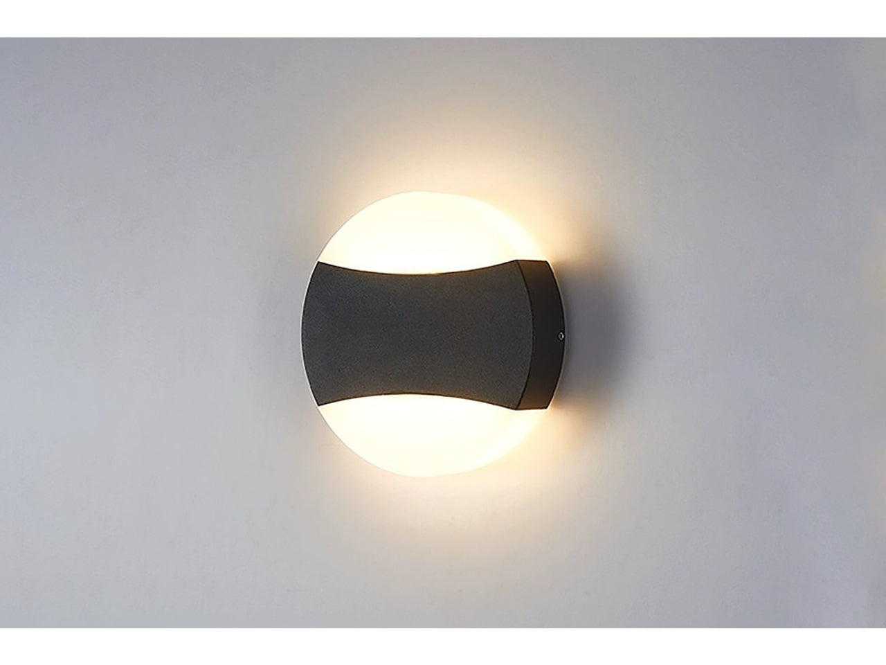 Applique da muro pvc con 2 led 16x3,5cm nero luce calda