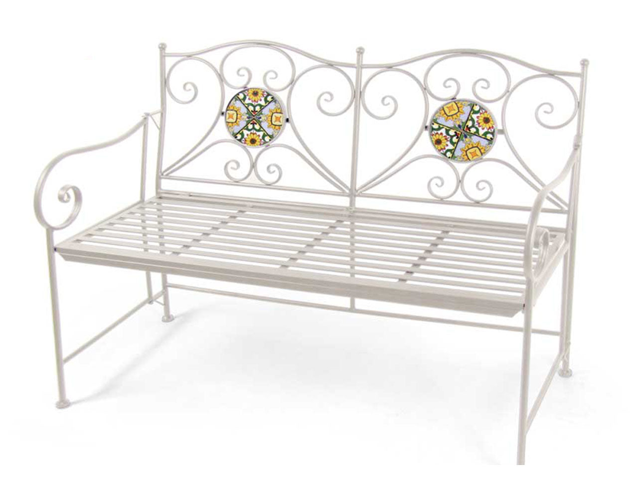 Panchina colore bianco misura 118x50x90cm