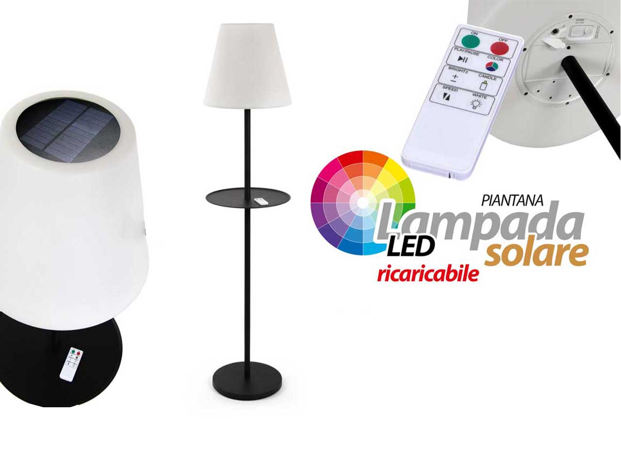 Piantana solare in metallo nero e bianco moderna per interno/esterno 150 cm - Gicos