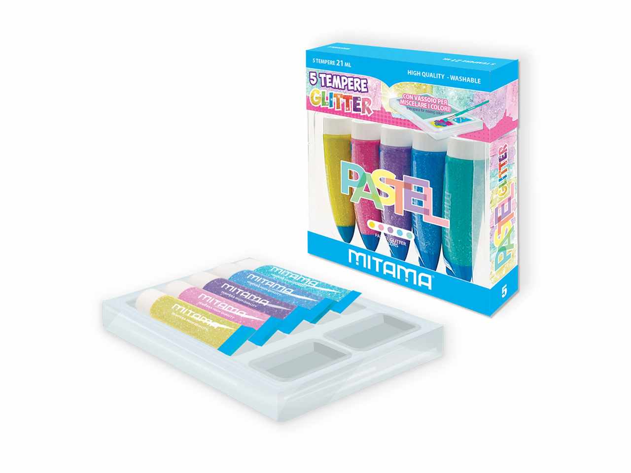 Tempera 21ml + 2 pennelli - 5 pezzi