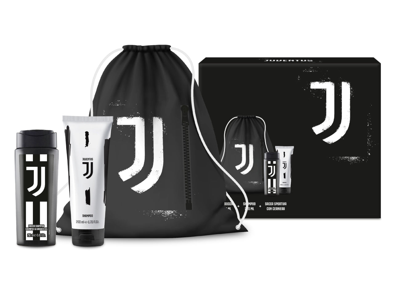 Juventus gift set bag showergel 250ml + showergel 200ml tubo + sacca portascarpe