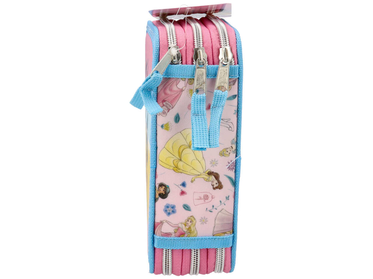 Astuccio Principesse 3 cerniere da bambina per scuola rosa e celeste 18x6x11 cm - Disney