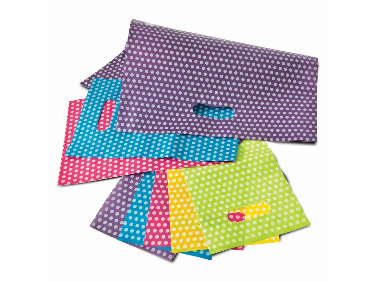 Shopper plastica pois 25x40cm mix la confezione comprende 100 shopper