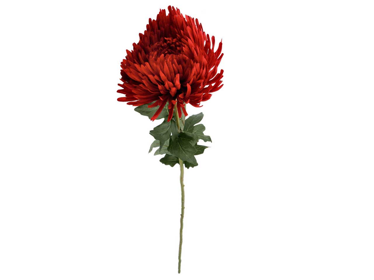 Crisantemo rosso artificiale ramo semi rigido 91x19 cm - Conti