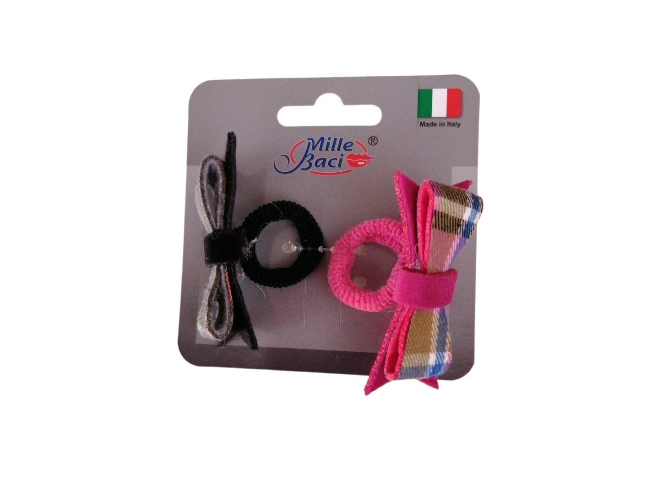 Codini con fiocchetto scozzese in vari colori la confezione contiene 2 elastici