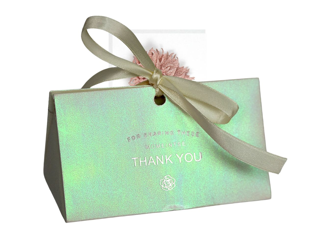 Scatola cartone thank you colore avorio con fiocco di raso