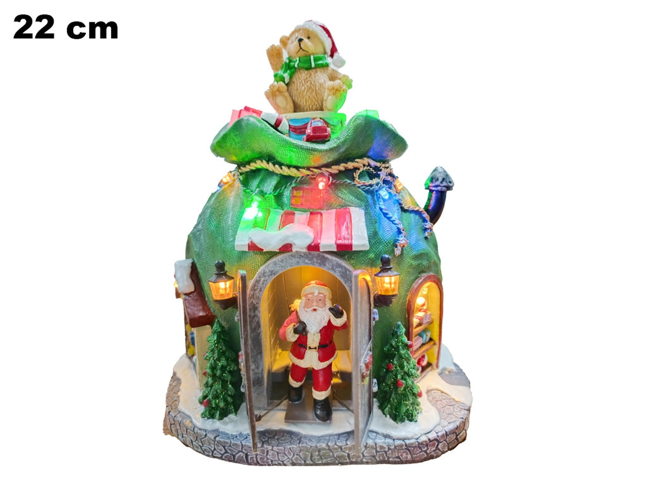 Laboratorio babbo natale 22cm con luci e musica