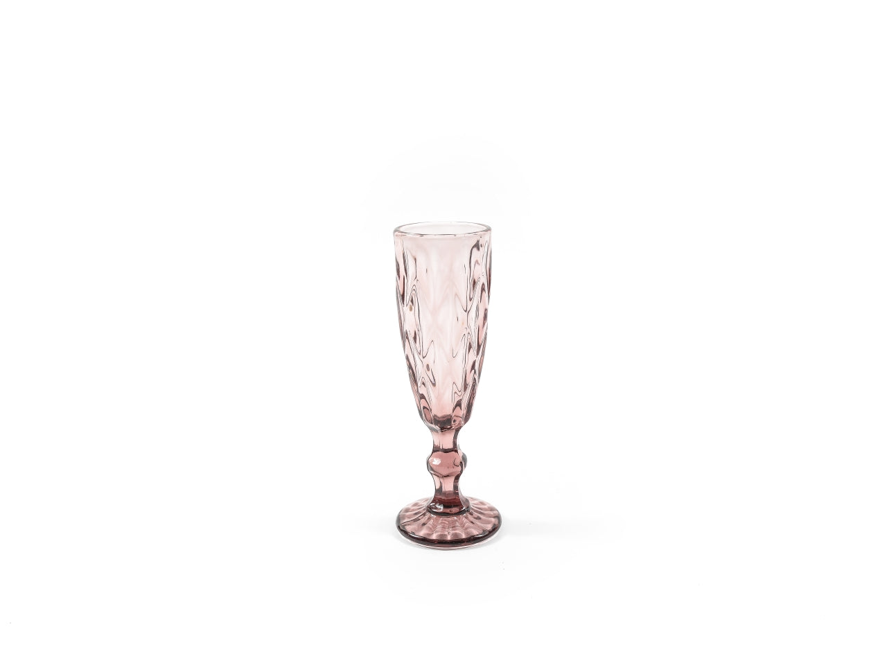 Flute in vetro rosa trasparente classico, set 6 pezzi 6x20 cm - M Home