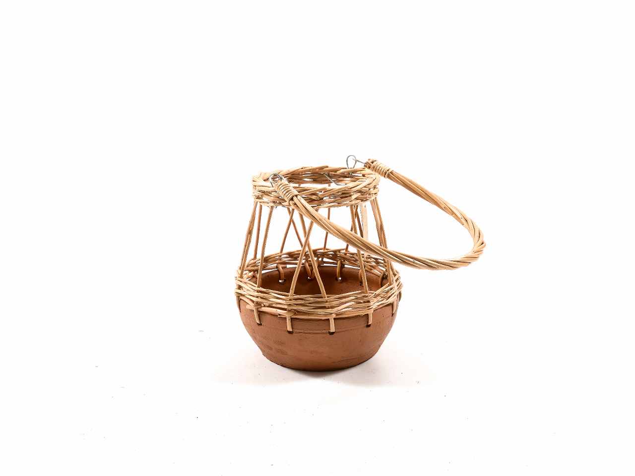 Lanterna in coccio+vimini h20xd18 17960