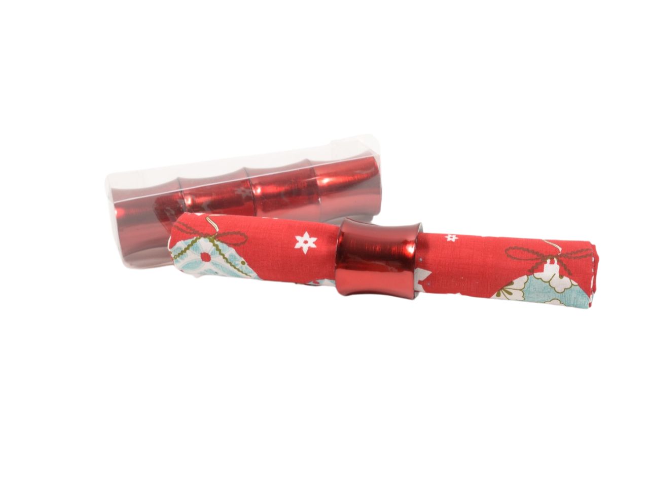 Set 4 portatovaglioli foglia oro rosso 4.5xdiam.4.5cm scatola espositiva