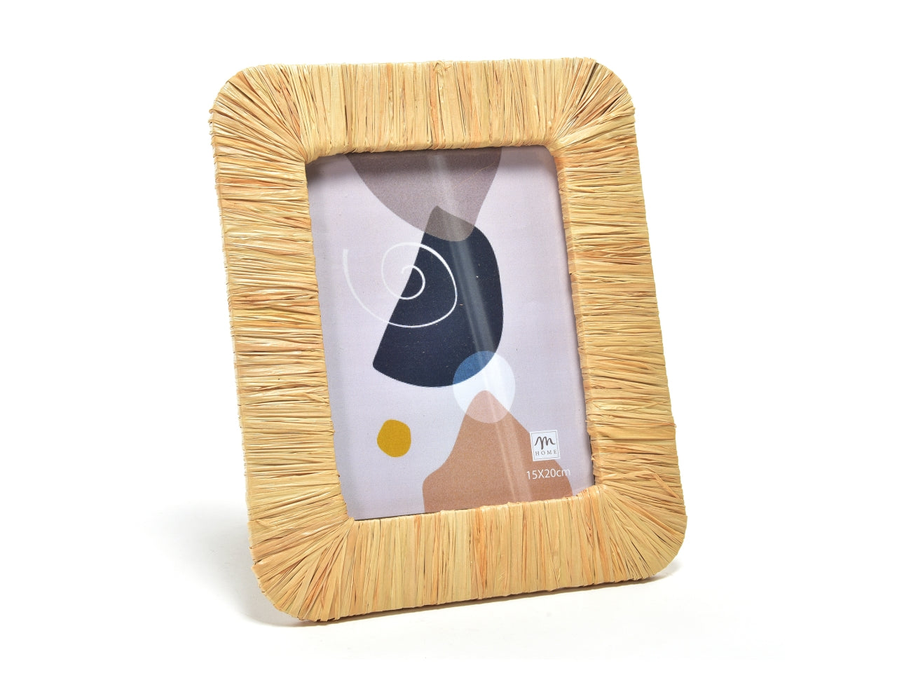 Cornice portafoto in legno e raffia naturale boho per foto 15x20 cm - M Home