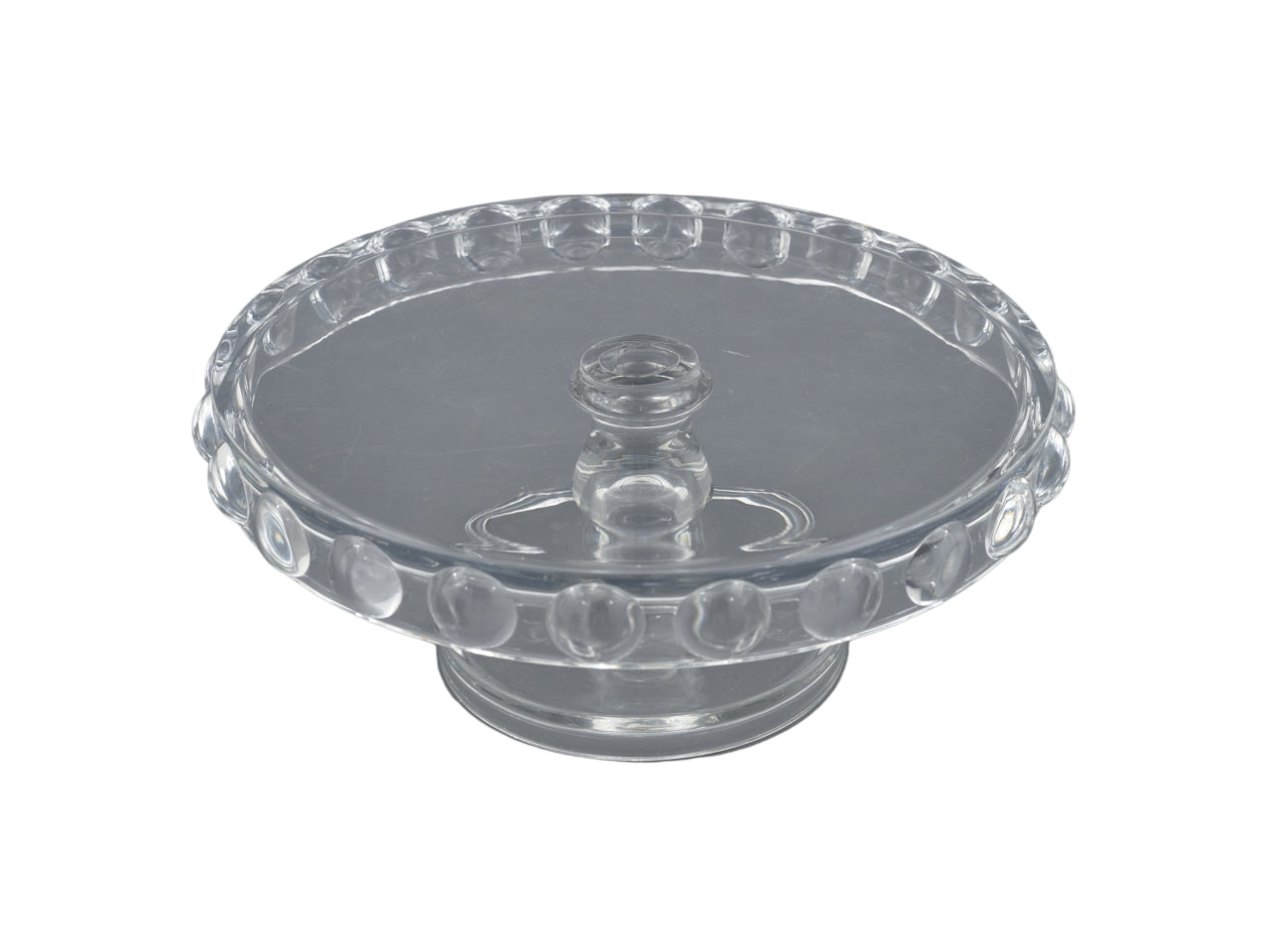 Alzatina cucina in vetro trasparente Art Decò - Portatorta e centrotavola con dettagli decorativi - Mercury - 26x10cm