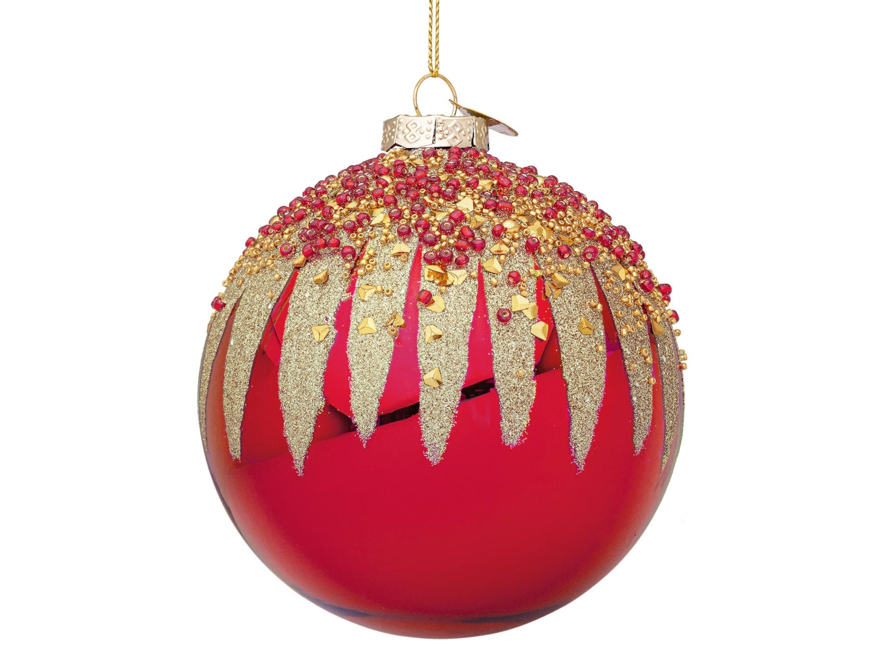 Palla in vetro d.10cm firework rossa