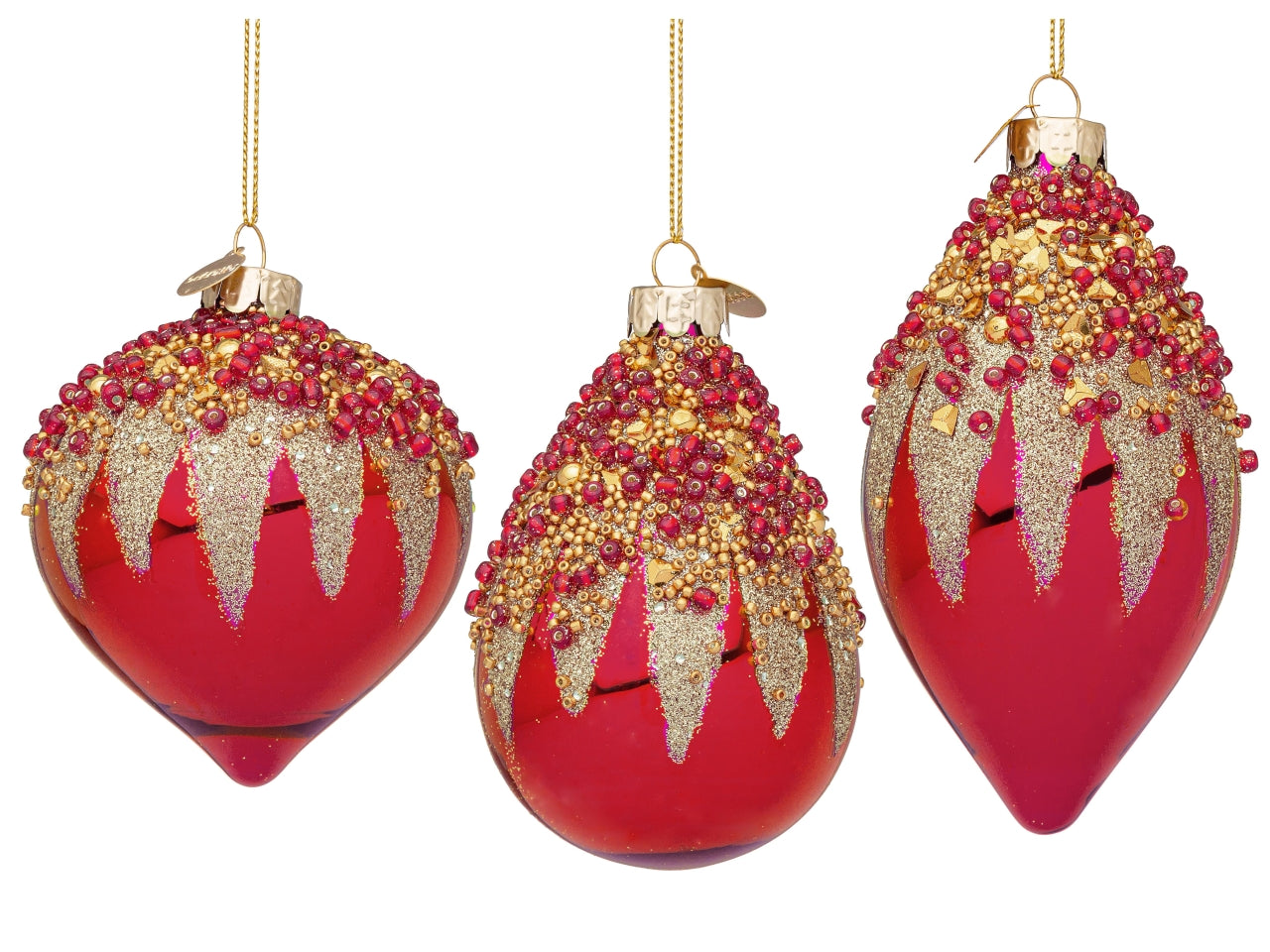 Pendente in vetro firework rosso in 3 assortimenti