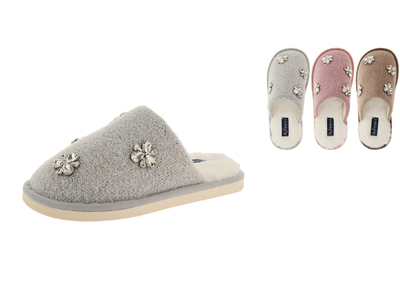 Pantofola donna 35/41 bitaglia grigio/rosa/tortora