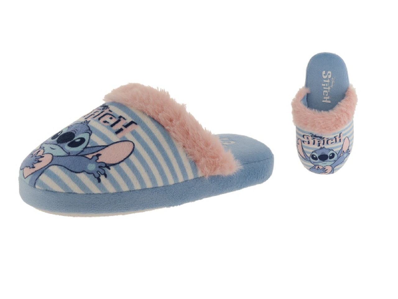 Pantofola Stitch rosa e celeste con pelliccia taglia 28/35 - DeFonseca