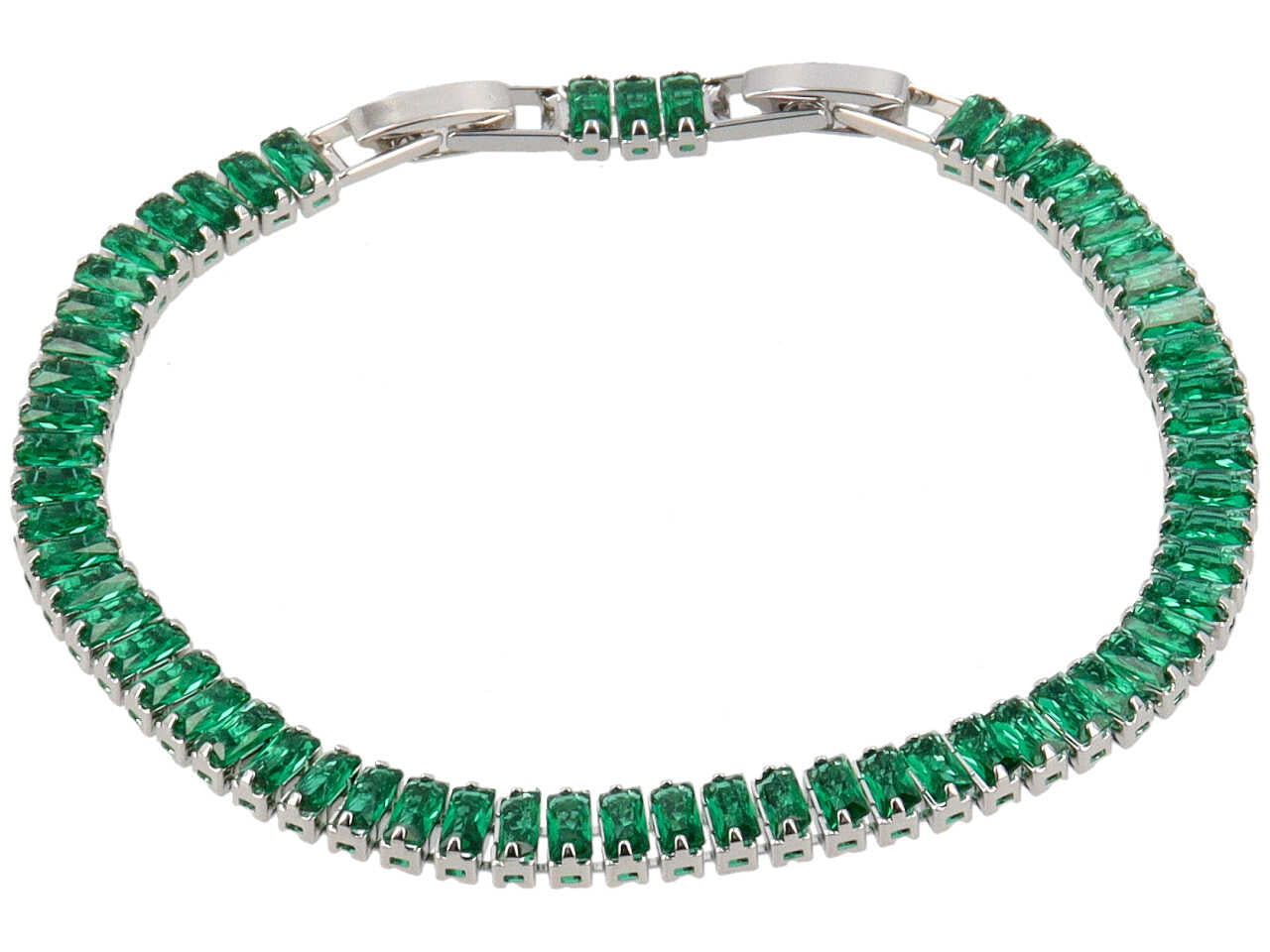 Bracciale con zirconi rettangoli verdi