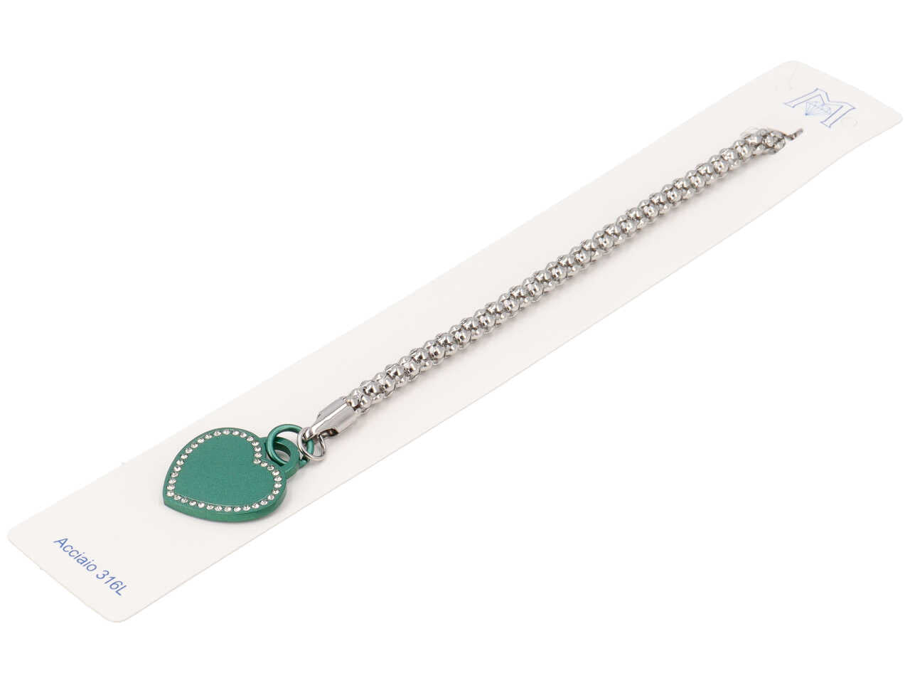 Bracciale con ciondolo a forma di cuore verde