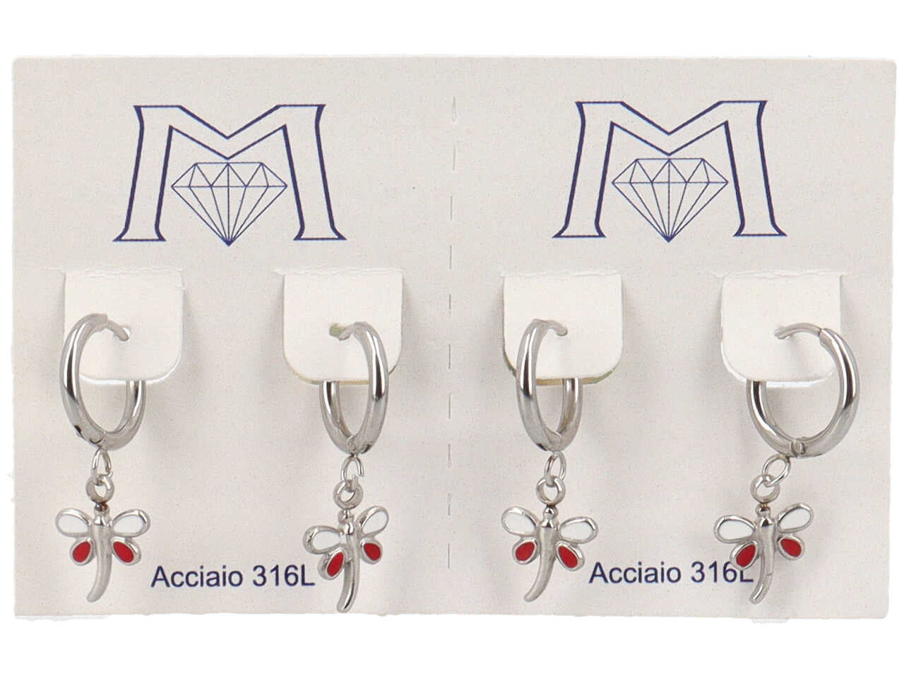 Orecchini con libellula pendente - la confezione contiene 2 paia