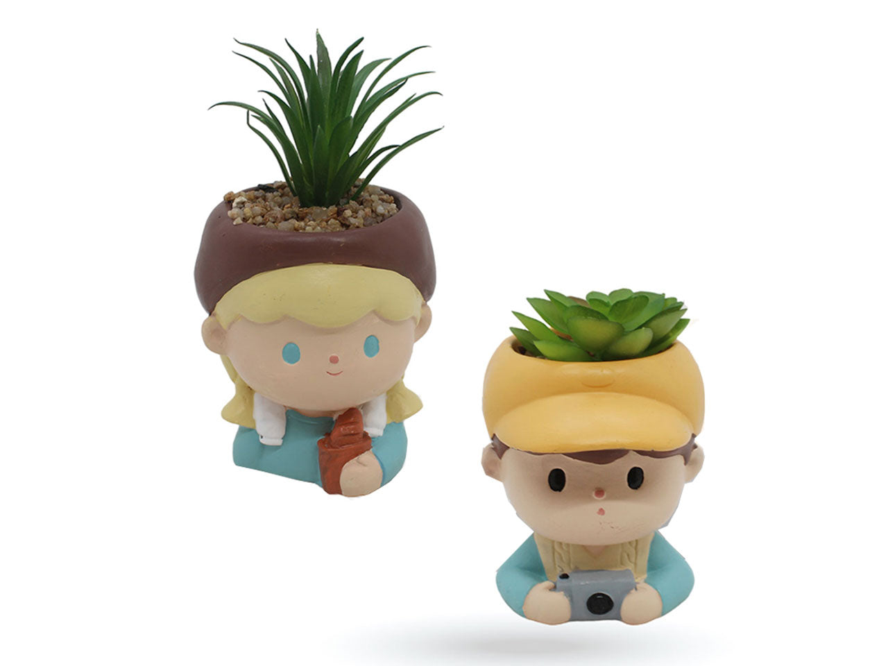 Vaso in ceramica con piantina 10x7x13cm assortita