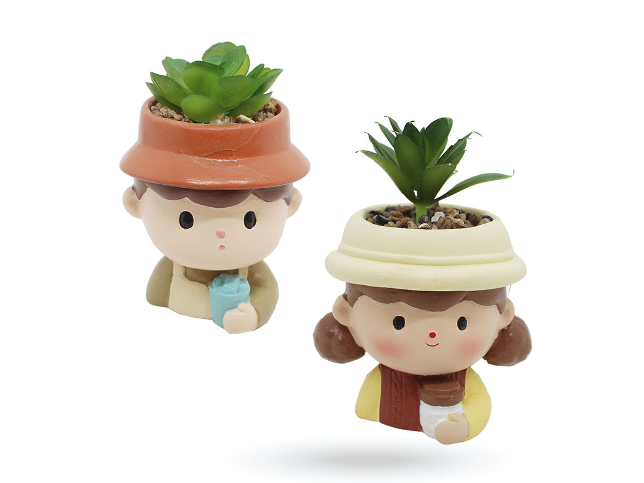 Vaso in ceramica con piantina 10x7x13cm assortita