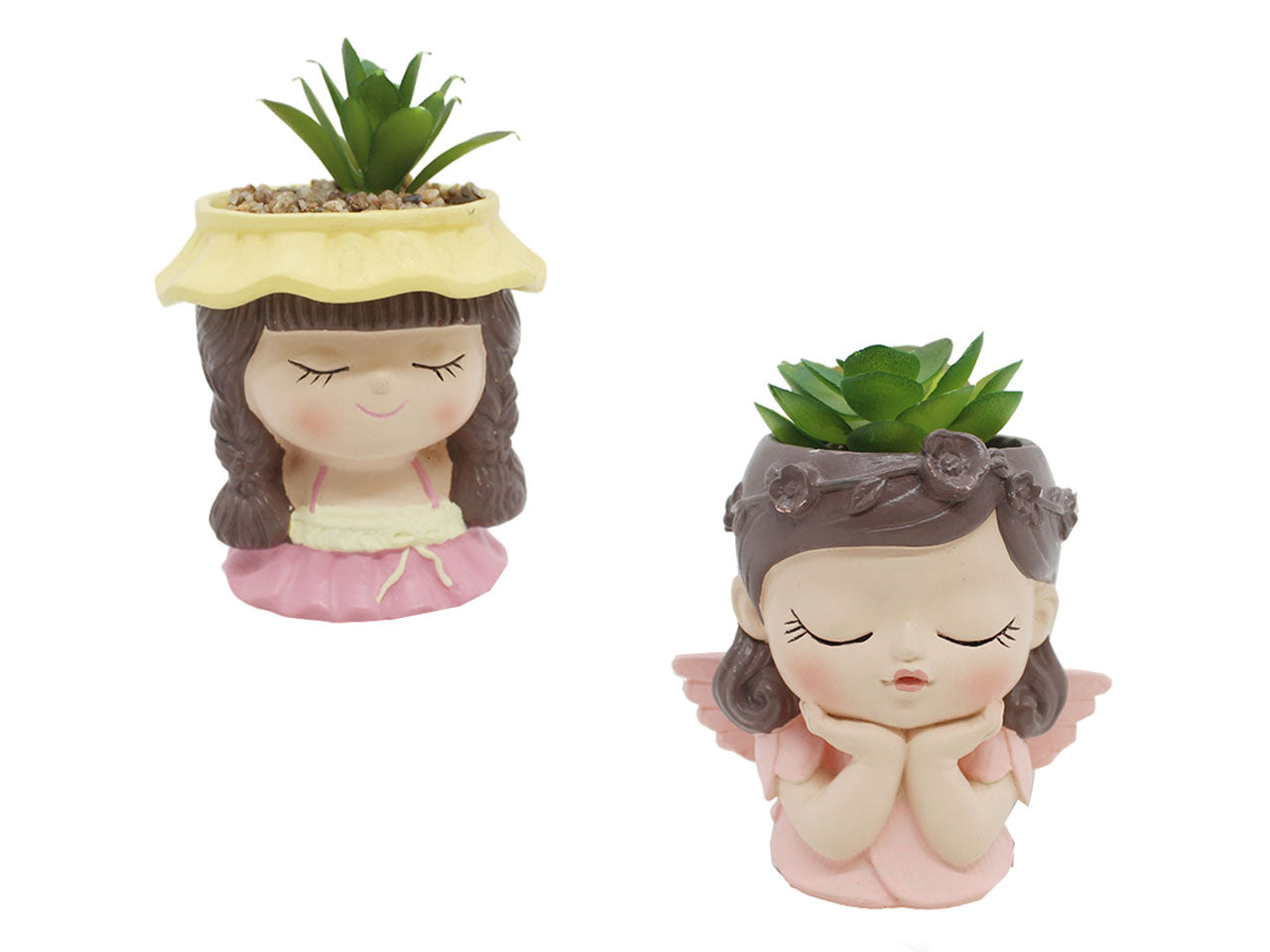 Vaso in ceramica con piantina 10x7x13cm assortita