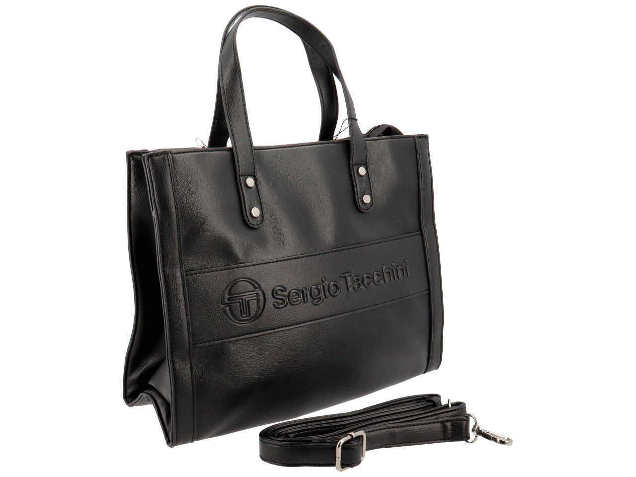 Borsa a mano piu' tracolla colore rosa nero